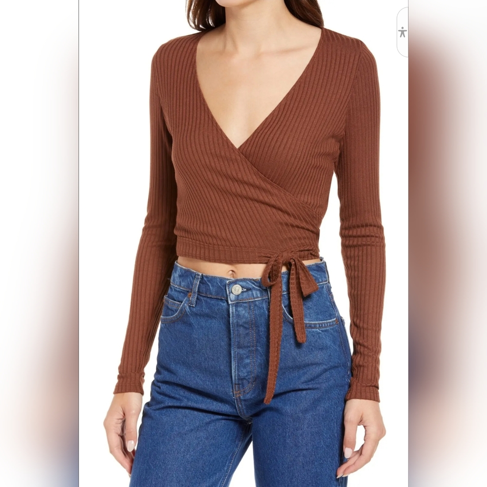 Reformation Brown Wrap Blouse - Picture 1 of 5